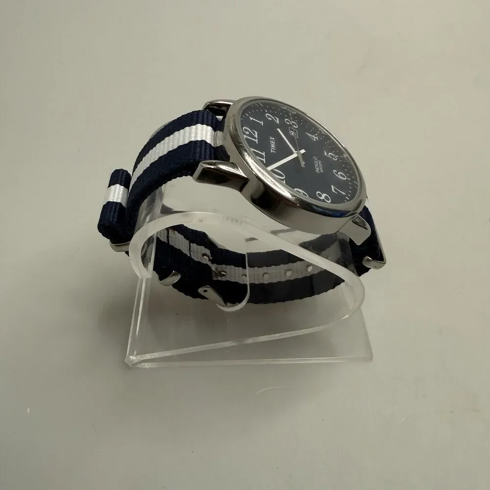 TIMEX TW2P75900 Indiglo Easy Reader Analog Men's Watch 38mm Blue Striped NEW